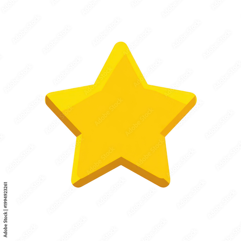 Fototapeta premium A bright yellow star-shaped icon with a glossy three-dimensional appearance.