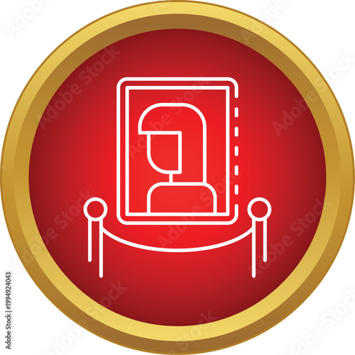 Artwork on display behind a rope barrier in a museum exhibiting culture