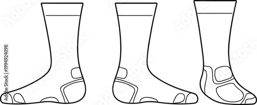 Orthopedic medical walking boot set front side views outline healthcare support device vector