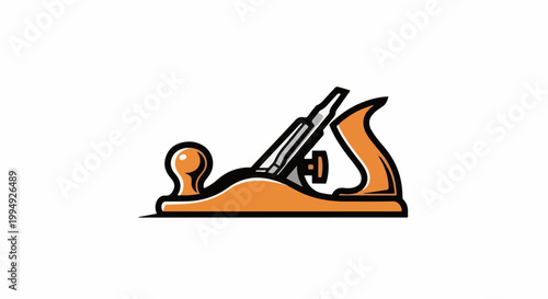 Stylized orange and black hand plane for woodworking or carpentry