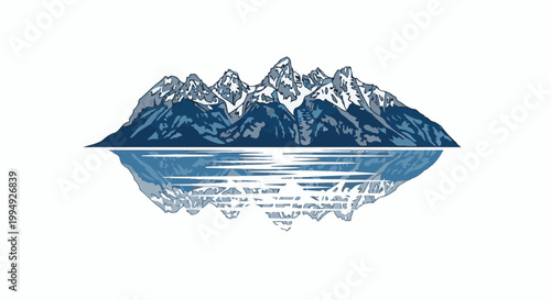 Stylized mountain range reflected in a body of water