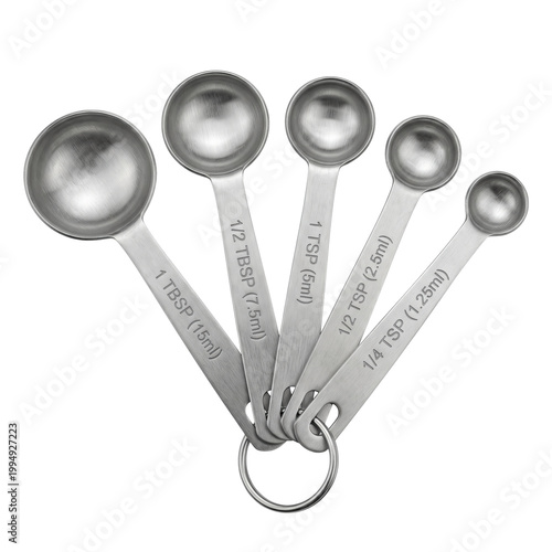 Obraz na płótnie Set of stainless steel measuring spoons on ring
