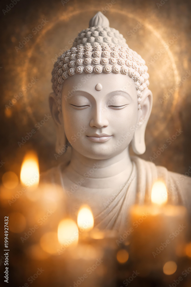 Fototapeta premium Siddharth Gautam Buddha portrait for Buddha Jayanti,Vesak / Vesak Day,Buddha Poornima/ Purnima,Buddha Janmotsav,Buddha Birth Anniversary, Vesak Poya, Vaishakhi pournima, Photo frame, Wallpaper