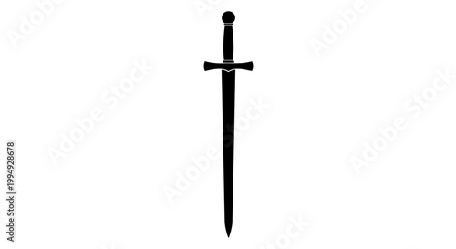 A striking black silhouette of a medieval rapier sharply defined silhouette
