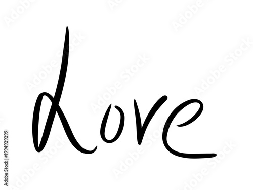 Minimalist love lettering line art design, elegant handwritten script illustration, isolated on transparent background PNG with copy space