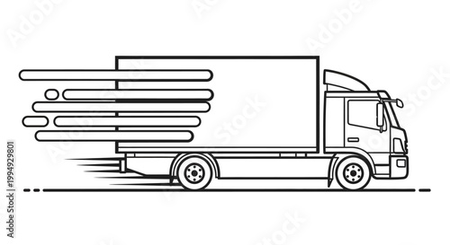 A line drawing of a speeding truck.