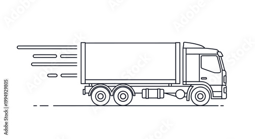 A line drawing of a speeding truck.