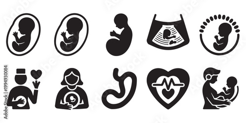 Fetal Growth and Pregnancy Healthcare Icons