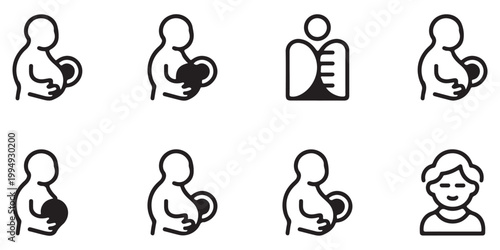 Minimalist Breastfeeding and Nursing Mother Icon Collection