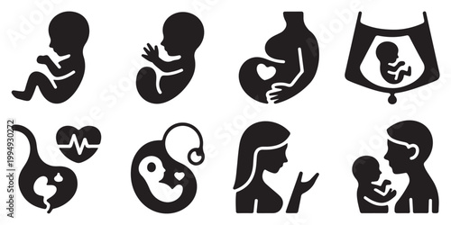 Obstetrics and Fetal Health Illustration Icons