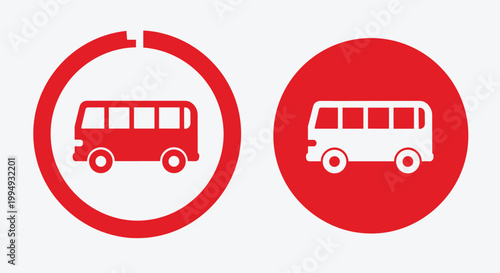 Red bus icons on white background illustrating public transport and travel options for city commuting and journeys.