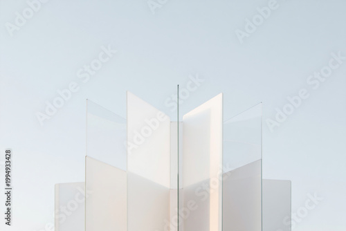 White abstract geometric screens with light glow