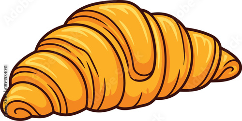 Golden Croissant Pastry Illustration for Bakery Marketing and Advertising