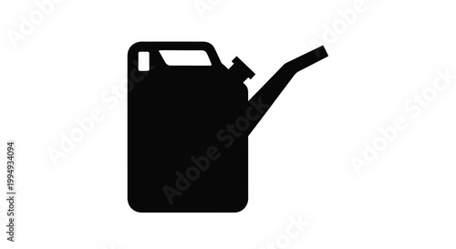 A stark black silhouette depicts a classic jerrycan showcasing its utilitarian design and portability high quality professional detailed