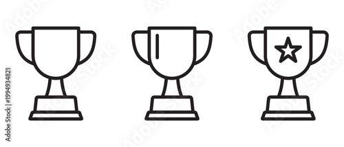 Trophy line icons set. Trophy cup, winner cup, victory cup icons. Reward symbol sign for web and mobile.
