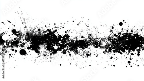 This image features a chaotic splash of black ink on a stark white background, creating a dynamic and expressive artistic effect.