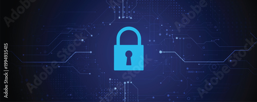 Cyber security technology for business and internet project with lock image