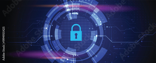 Cyber security technology for business and internet project with lock image