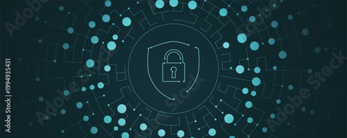 Cyber security technology for business and internet project with lock image