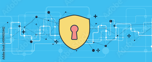 Cyber security technology for business and internet project with lock image