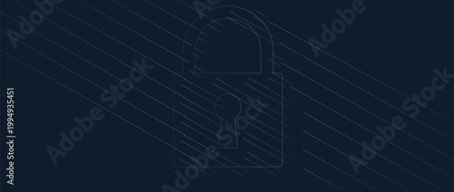 Cyber security technology for business and internet project with lock image