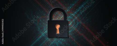 Cyber security technology for business and internet project with lock image