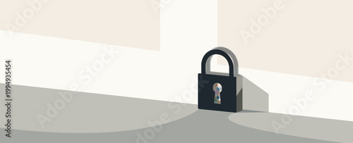 Cyber security technology for business and internet project with lock image