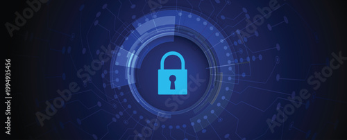 Cyber security technology for business and internet project with lock image