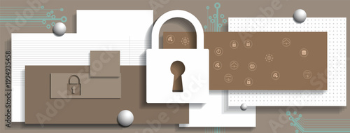 Cyber security technology for business and internet project with lock image