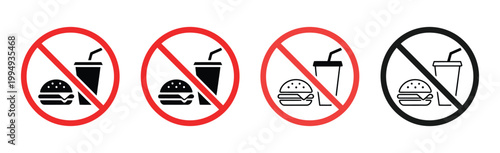 No food or drink allowed sign icon set vector illustration