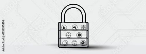 Cyber security technology for business and internet project with lock image