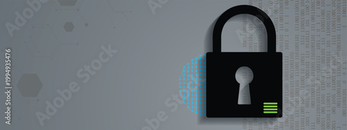 Cyber security technology for business and internet project with lock image