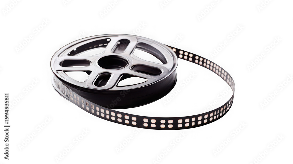 Obraz premium A film reel on a black background with a transparent background option on transparent background