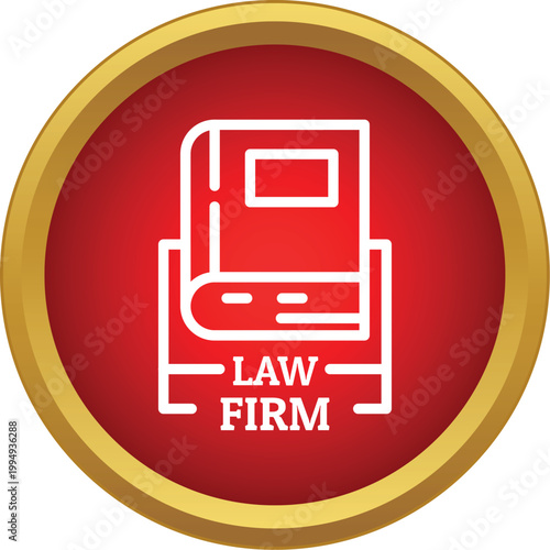 Law firm icon presenting legal education and attorney services