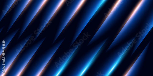 Blue technology background with motion neon light effect.Vector illustration.