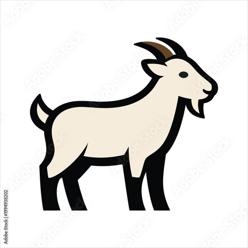 Farm animal standing with horns and beard isolated on white background