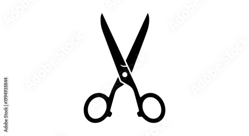 Vector illustration of black silhouette of professional hair cutting scissors on a transparent background