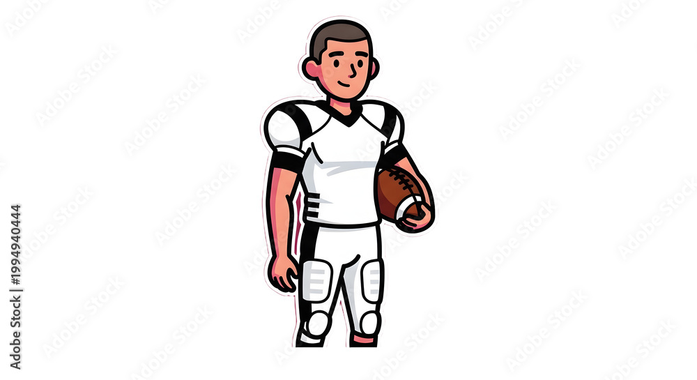 Obraz premium A digital illustration depicts a young football player holding a ball presented against a stark black background high quality professional detailed modern elegant stylish clean crisp