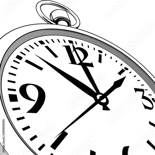 Close-up of a classic pocket watch face with hands illustration measurement timepiece mechanical numerals precision traditional accessory collection mechanism equipment watchmaking