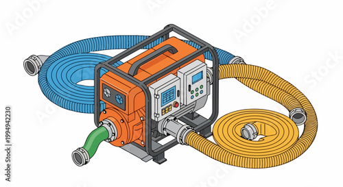 Industrial Portable Water Pump with Hoses and Control Panel for Emergency Flood Control and Irrigation