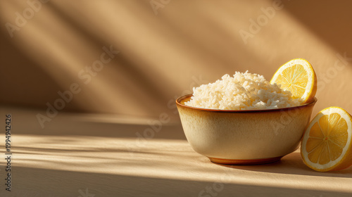 Lemon Rice Bowl with Empty Space for Text Design