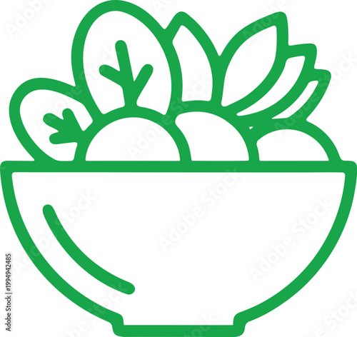 Bowl filled with green leaves and vegetables on checkered background.