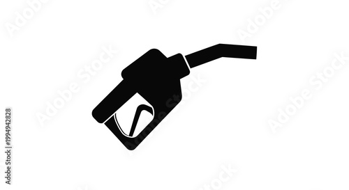 A stark black silhouette depicts a gasoline fuel nozzle against a plain white background symbolizing energy high quality
