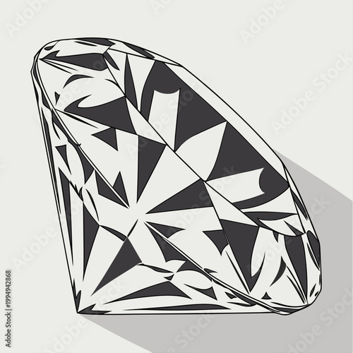 Single large sparkling diamond gemstone illustration with facets diamond cut white background gemstone brilliant precious expensive accessory isolated brilliance engagement treasure