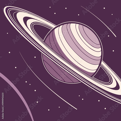 Stylized saturn planet space illustration with astronomy universe celestial illustration minimalist discovery astrophysics exploration cosmology background creative astronomical astrology