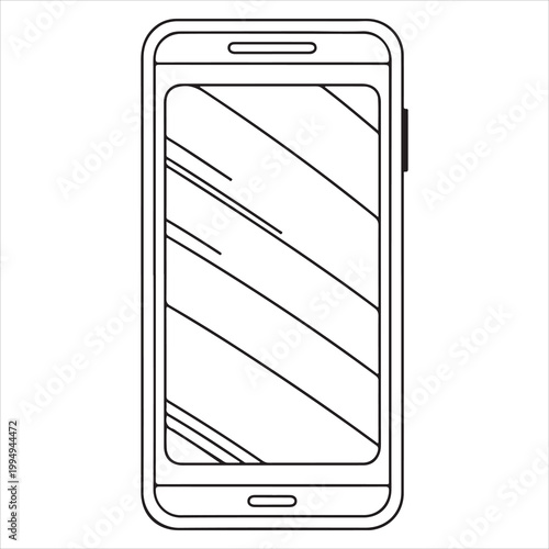 Minimalist smartphone with cracked screen display illustration