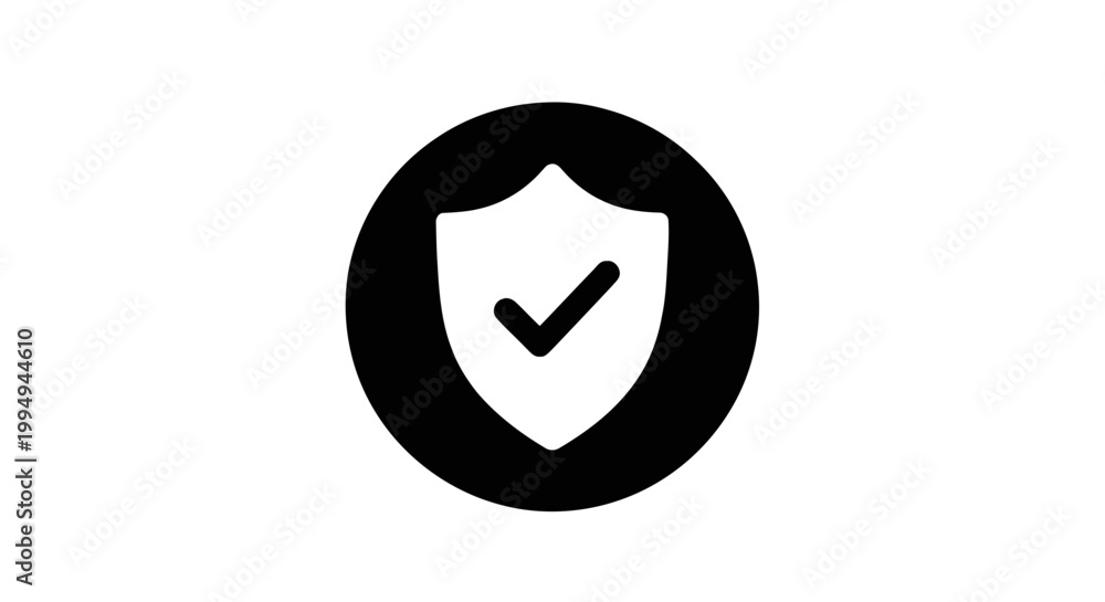 Obraz premium Vector illustration&nbsp;of shield icon with check mark inside a circle on a transparent background