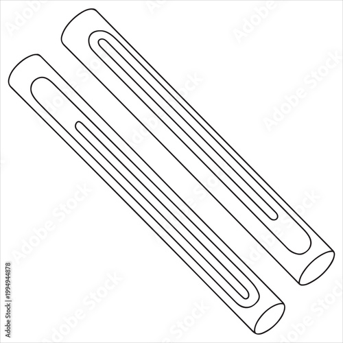 Two u-shaped metal tubes aligned side by side