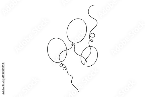 Balloon illustration continuous one line minimalist outline isolated design