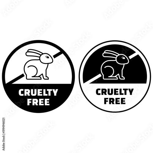 Cruelty Free Certification Symbol with Rabbit Icon for Ethical Cosmetic and Beauty Products Not Tested on Animals